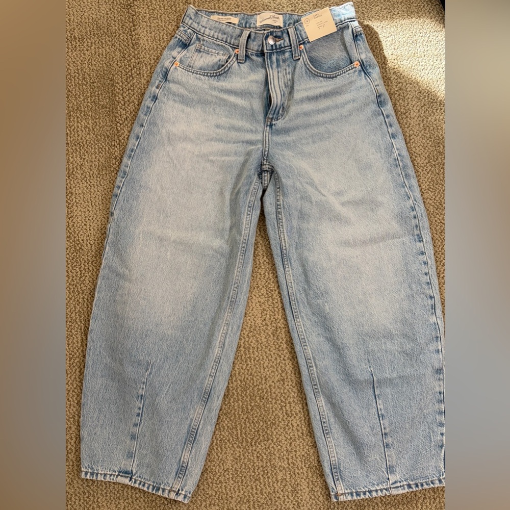 Light Blue High Rise Barrel Jeans